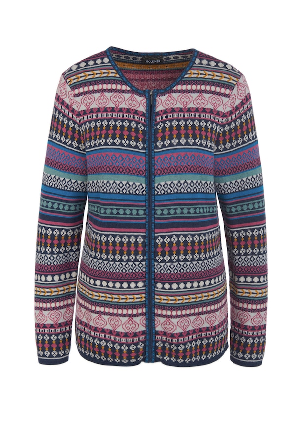 Jacquard tricot jasje met kleurrijk streepdessin 3