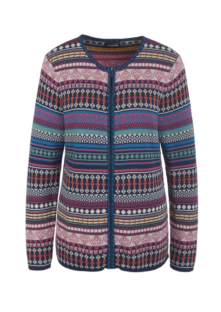 Cardigan jacquard avec motif à rayures