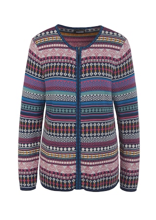 meerkleurig / gedess. Jacquard tricot jasje met kleurrijk streepdessin