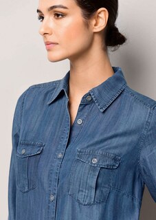 Hemdblusenkleid in Jeansoptik aus trageangenehmer Lyocellware thumbnail 3