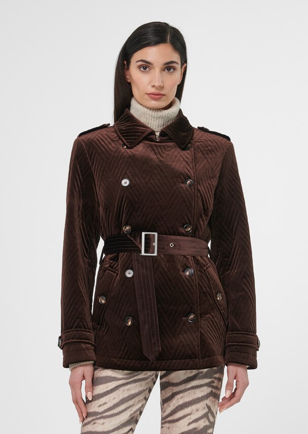 Velvet jacket in trench coat style