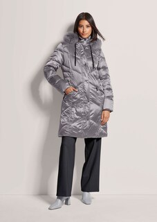 Lange Kapuzen-Jacke mit Webpelz thumbnail 2