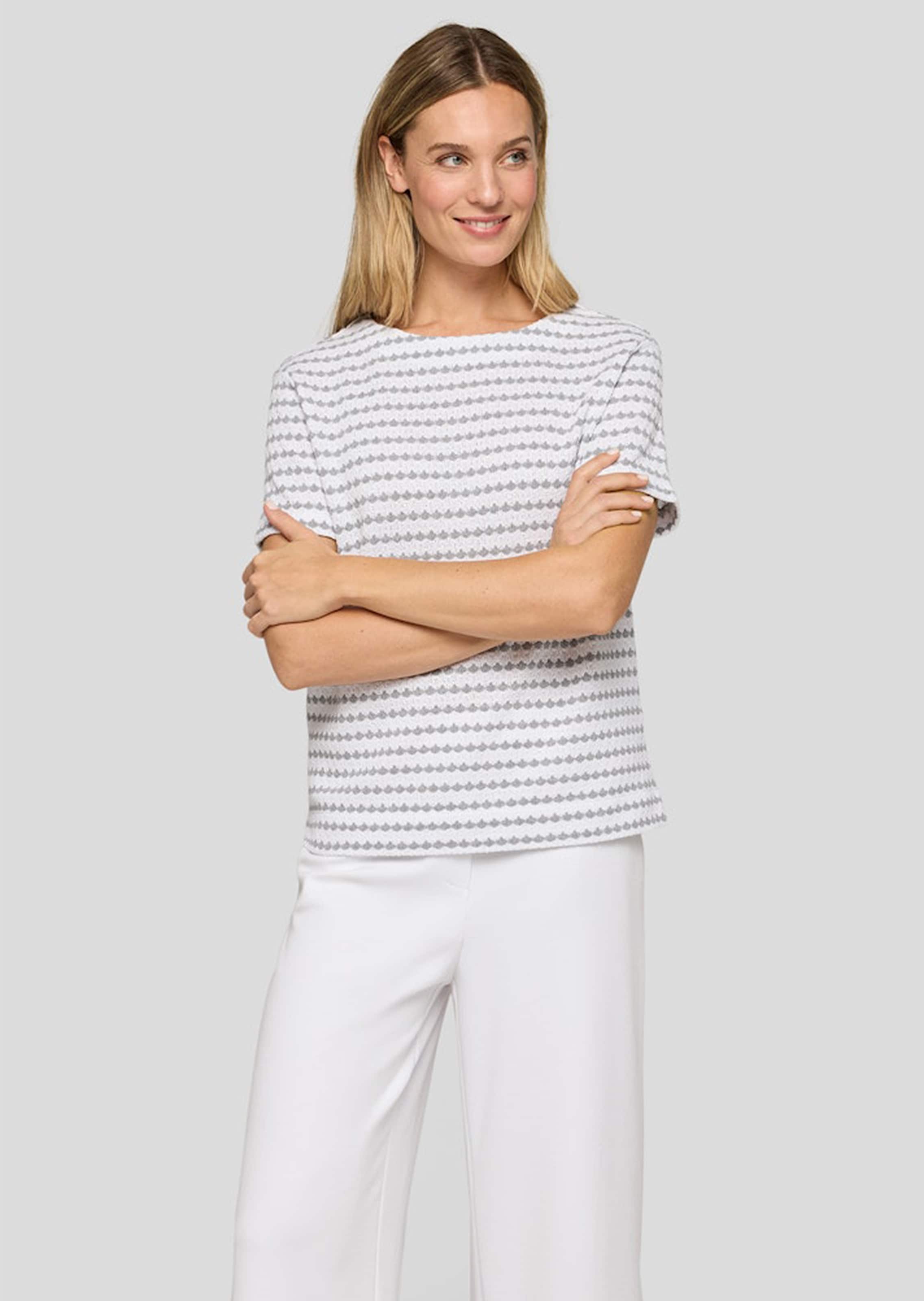 Pull à manches courtes en tricot structuré, avec coton