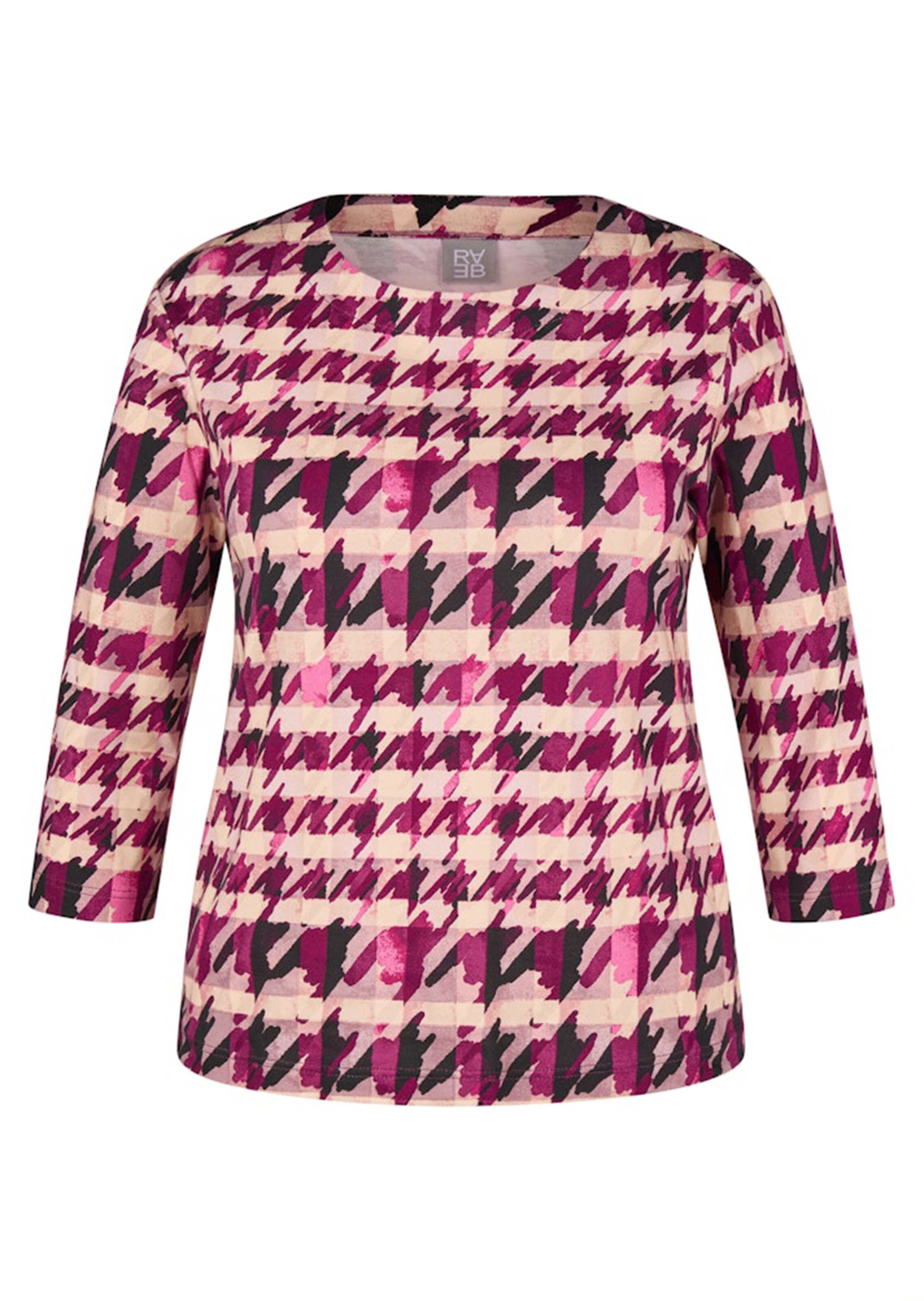 Jersey shirt met pied-de-poule- en ruitmotief