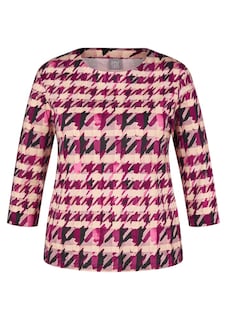 T-shirt en jersey avec motif pied-de-poule et carreaux thumbnail 6