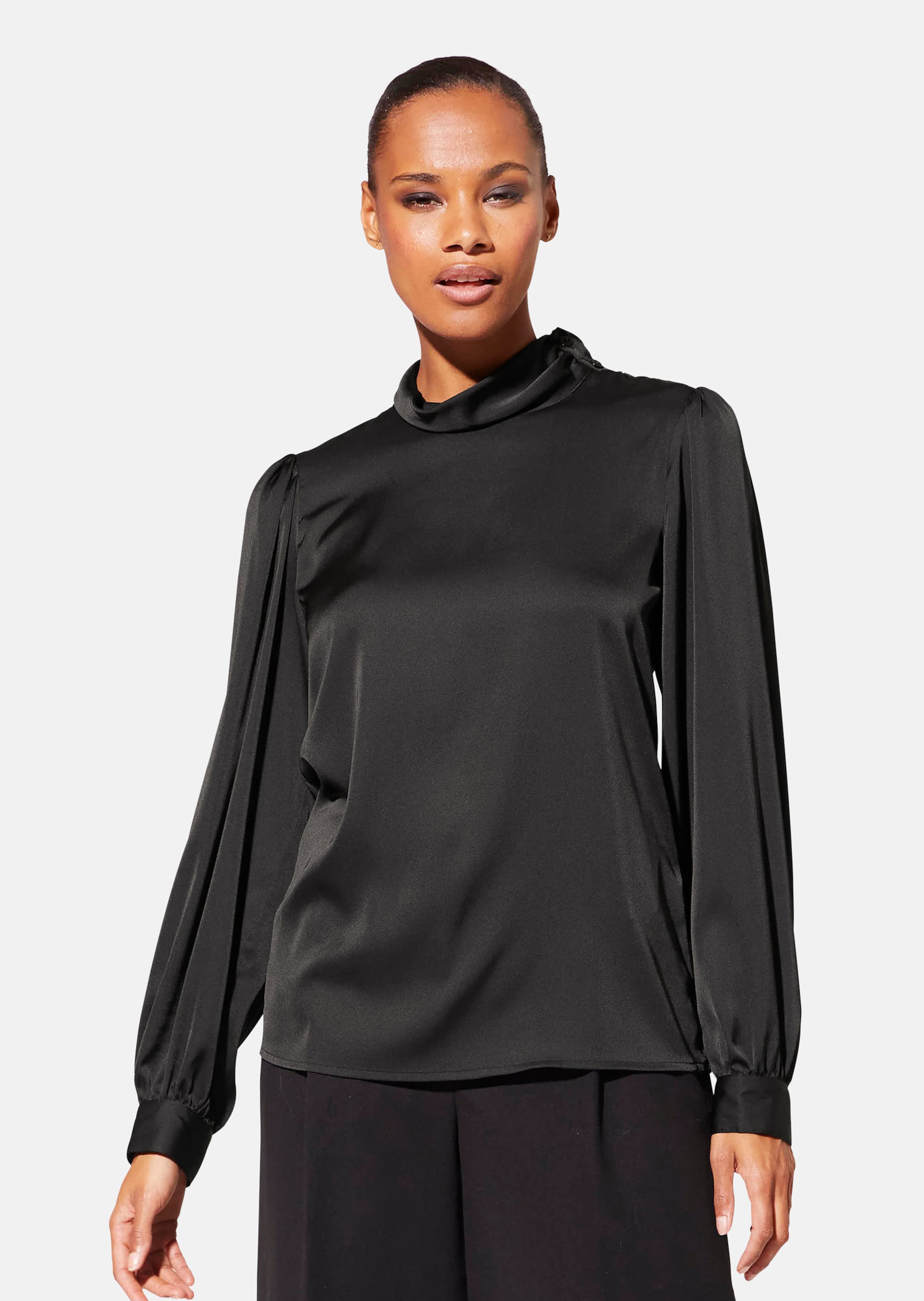 Bluse mit Stehkragen und Rüschen-Effekt