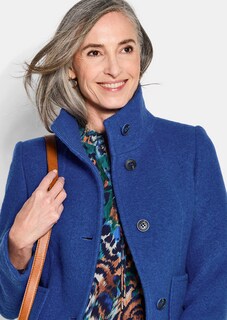 Veste en laine mélangée à col droit thumbnail 4