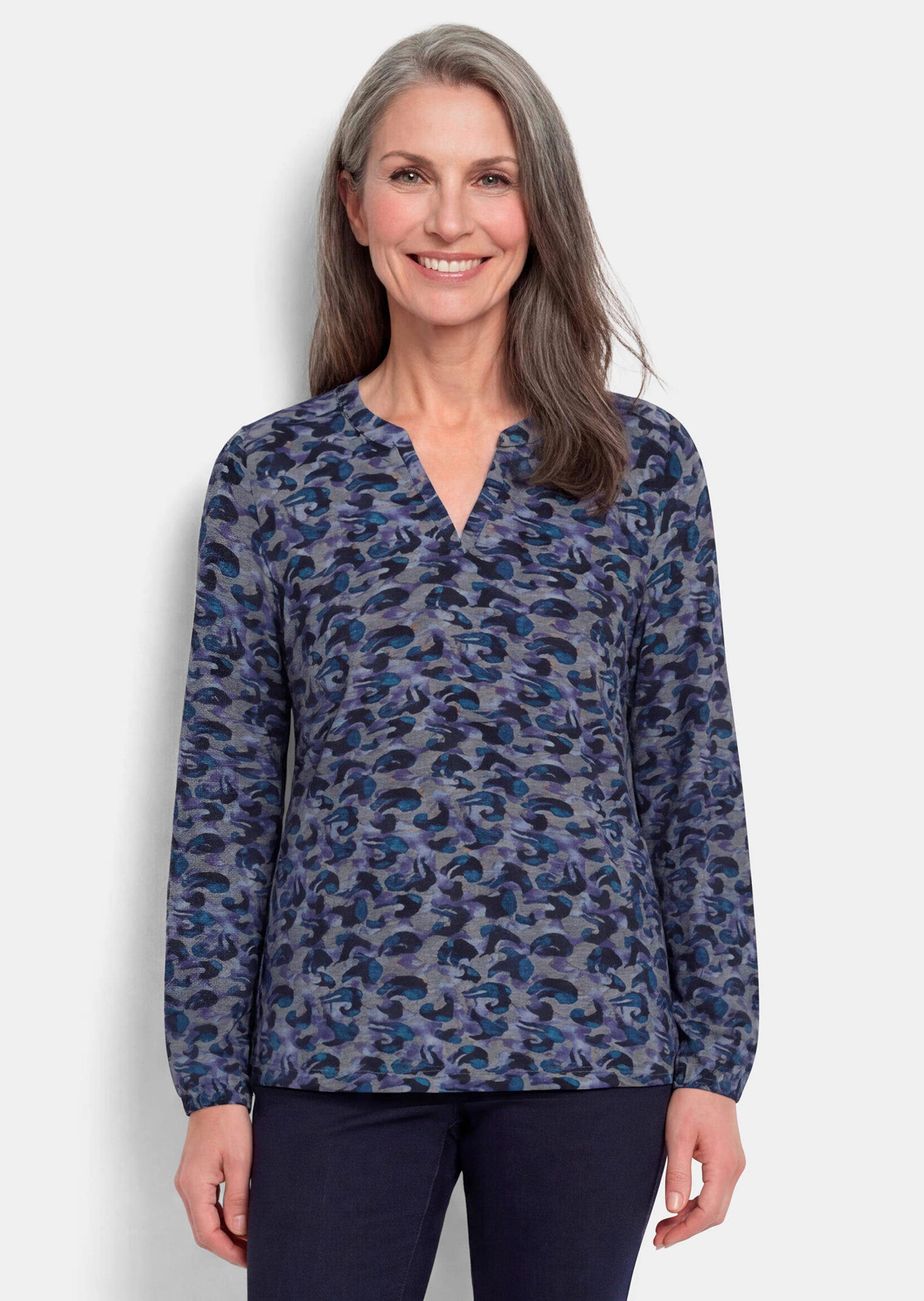Pflegeleichte Jerseybluse mit All-Over-Print