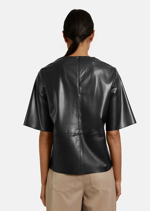 Half-sleeved shirt made from soft faux leather 2