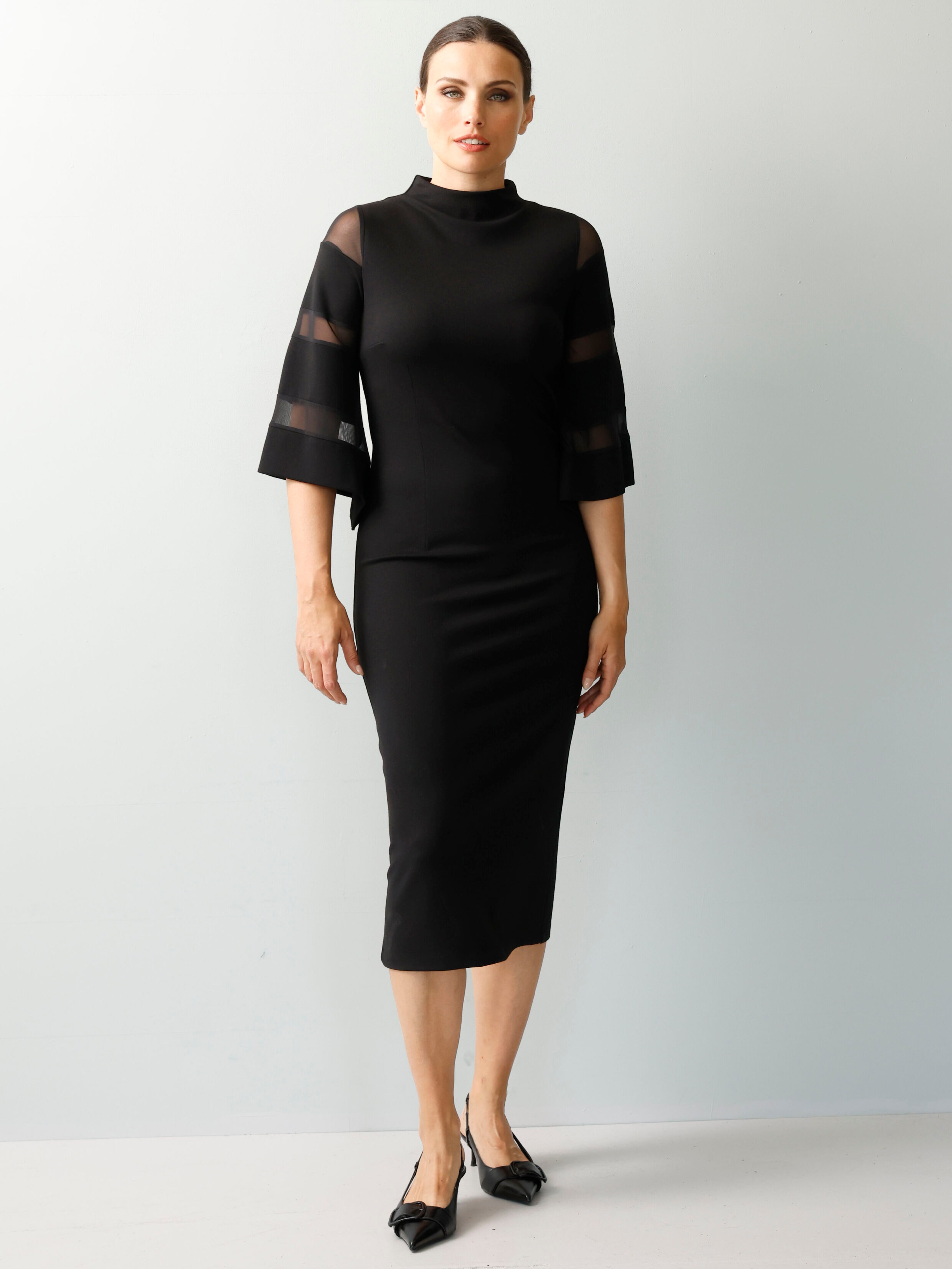 Jerseykleid mit Mesheinsätzen