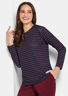 T-shirt rayé facile d'entretien avec encolure arrondie thumbnail 3