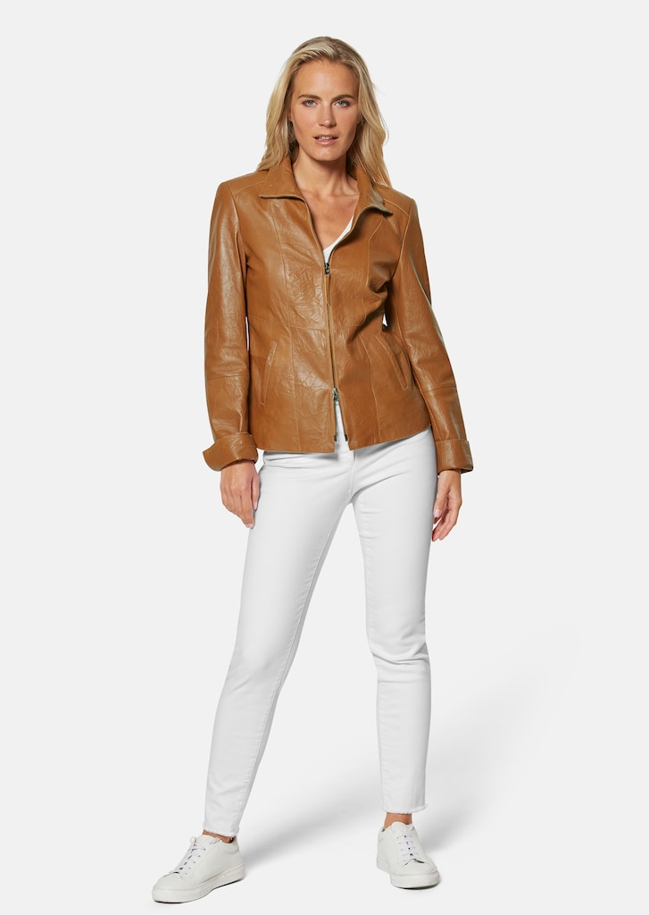 Nappa leather jacket with structured sections 1