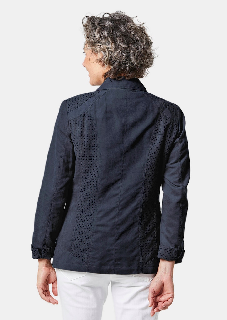 Velourslederimitat-Blazer mit Perforierung