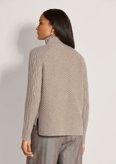Zopfmuster-Pullover mit Kaschmiranteil und Stehkragen thumbnail 3