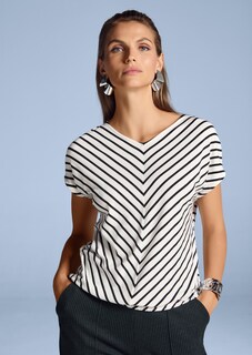 Lässiges Streifenshirt mit V-Ausschnitt thumbnail 7