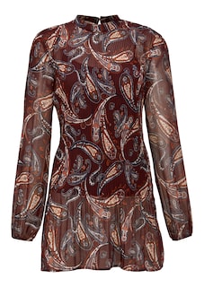 Zart transparente Paisley-Bluse mit integriertem Top thumbnail 1