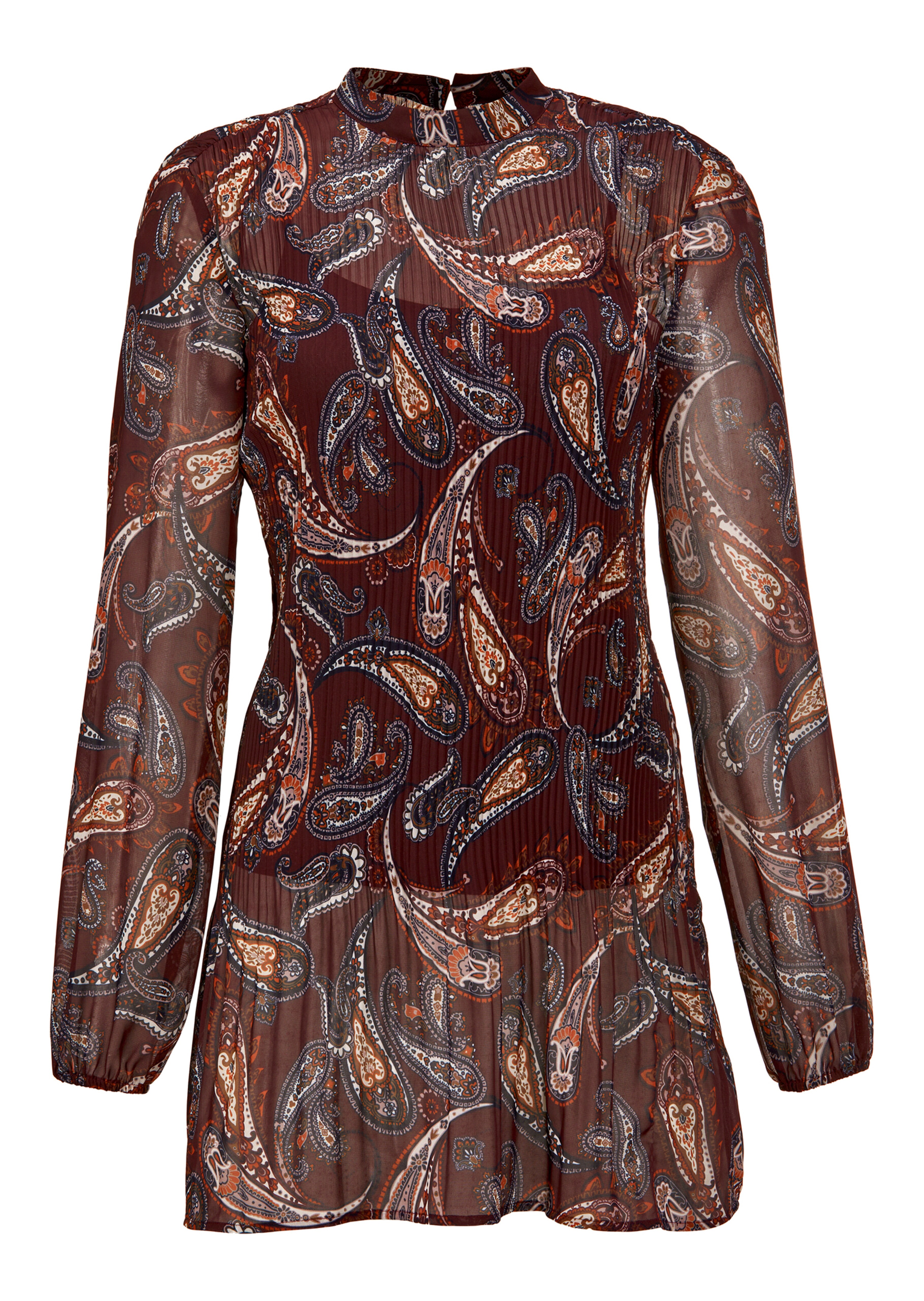 Zart transparente Paisley-Bluse mit integriertem Top