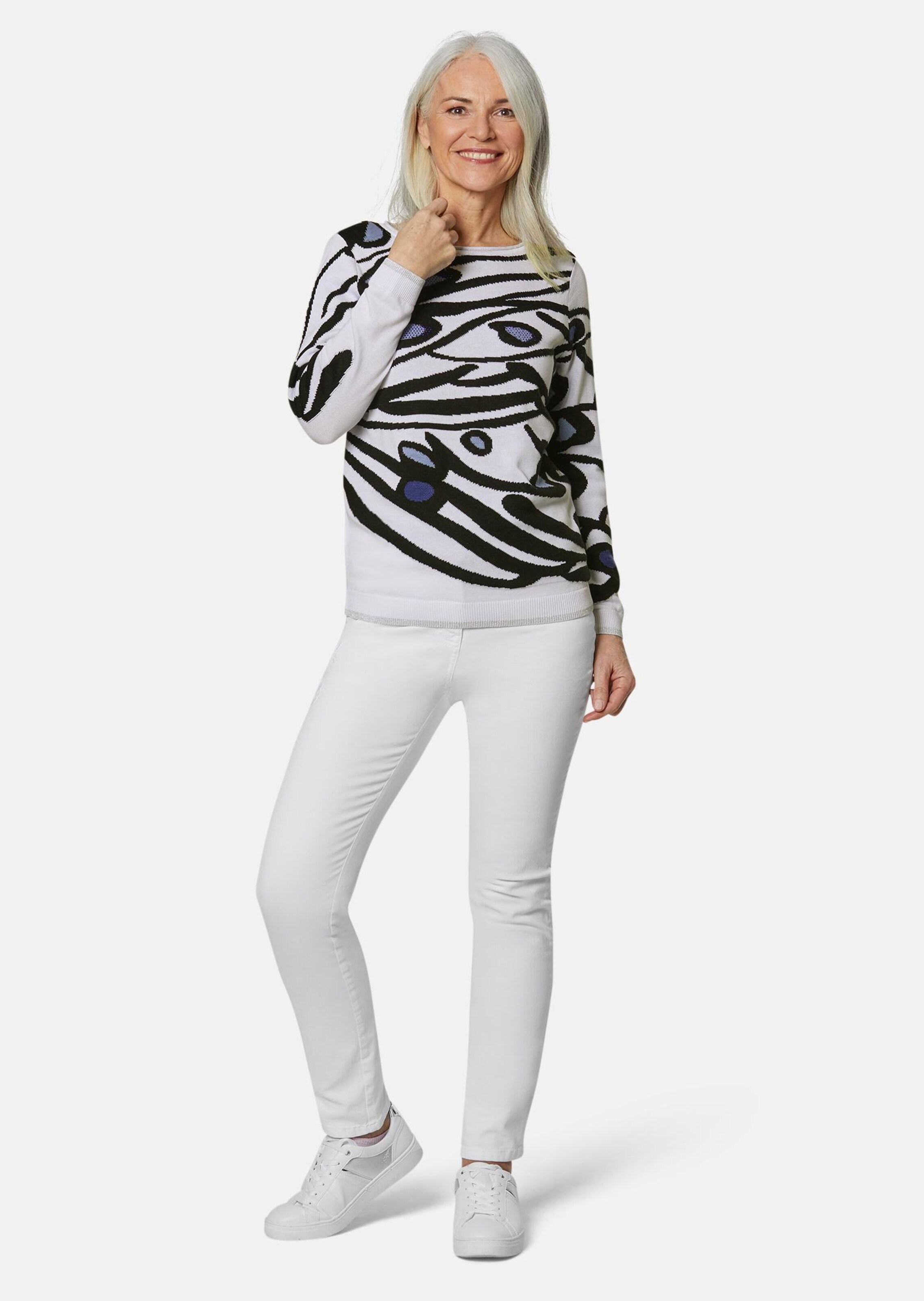 Pull - blanc / bleu / à motifs - Gr. 22 de Goldner Fashion