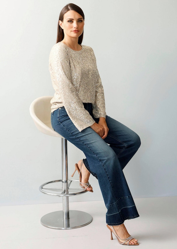 Pailettenbluse mit langem Arm 3