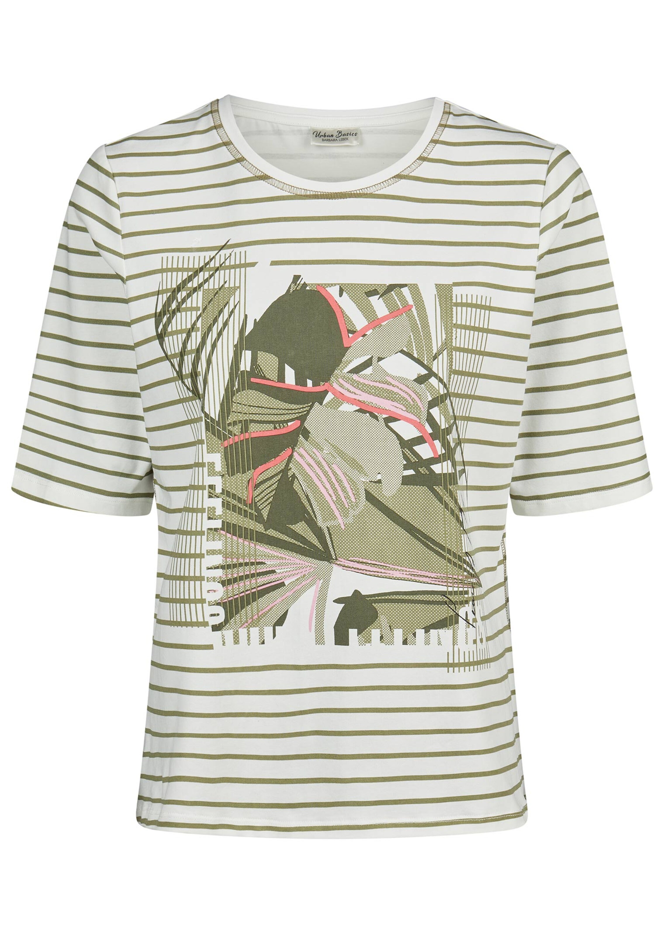 Ringelshirt mit grafischem Frontprint