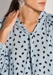 Bluse mit Kussmund-Print und Bindeband thumbnail 5
