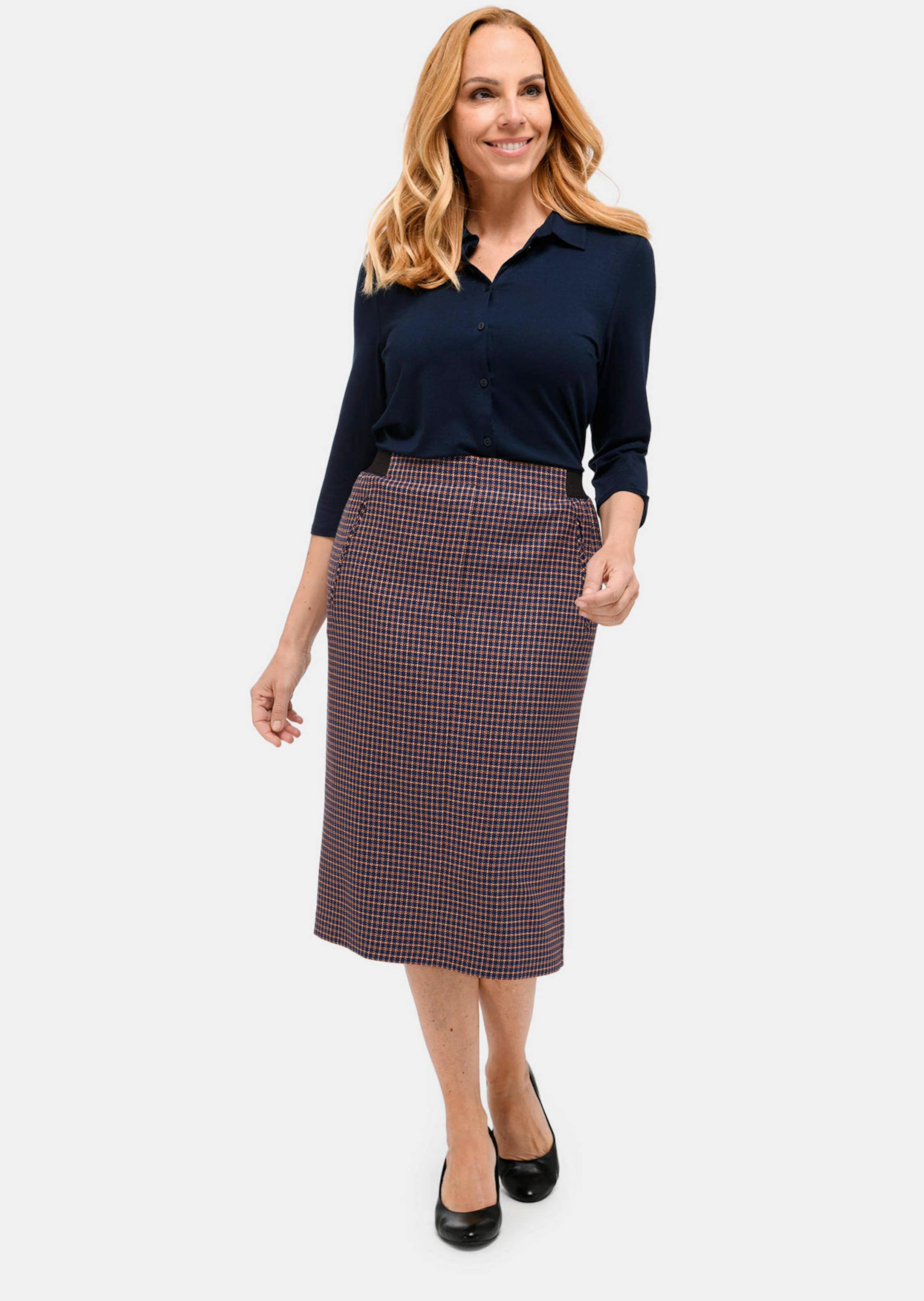 Jupe à carreaux - bleu roi / cognac / à carreaux - Gr. 46 de Goldner Fashion
