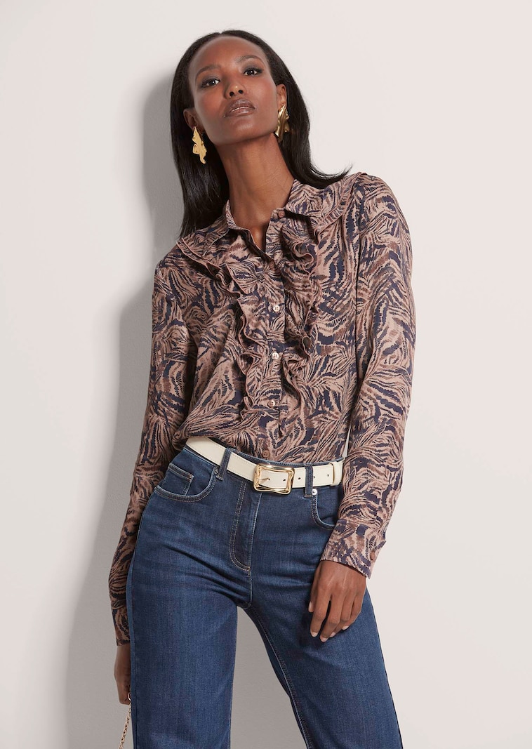 Hemdbluse mit Rüschen-Dekoration