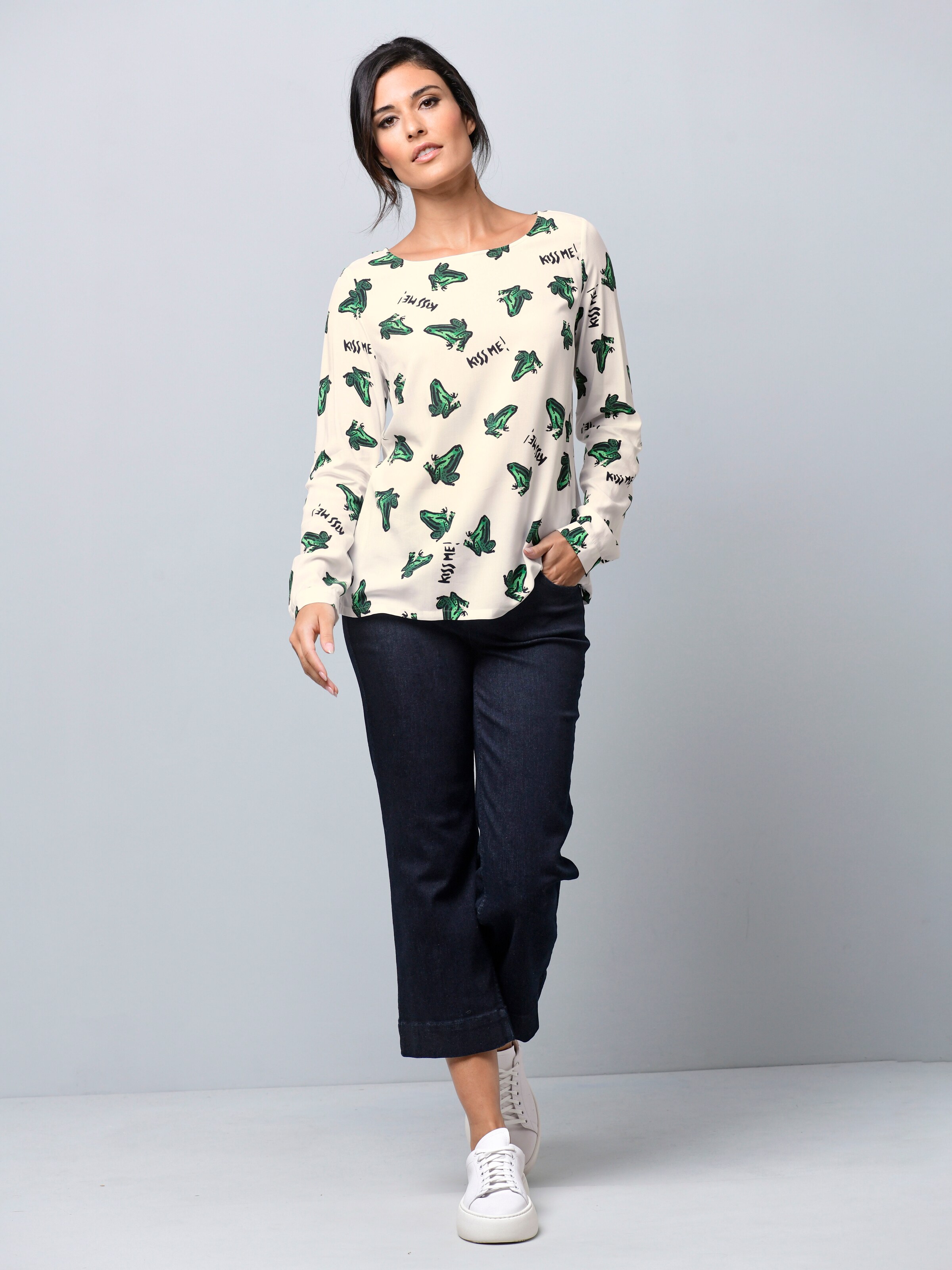 Bluse mit Druckdessin "Frösche"