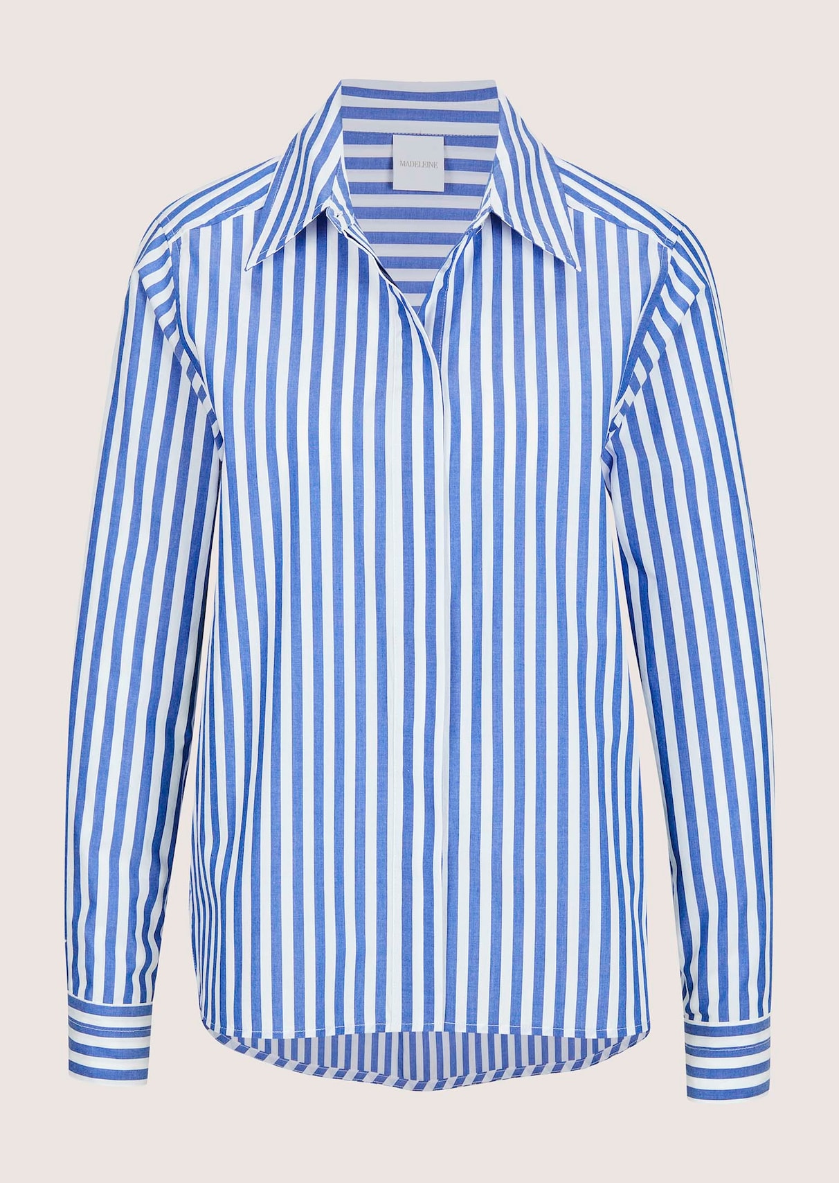 Gestreiftes Baumwollhemd mit Kontrastband