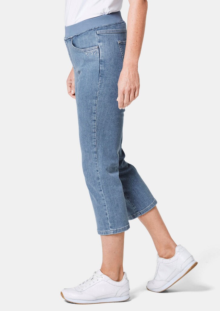3/4-Jeansschlupfhose Louisa mit bequemen Jerseybund und Stickerei