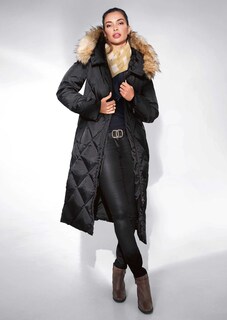 Langer Daunenmantel mit Kapuze thumbnail 2