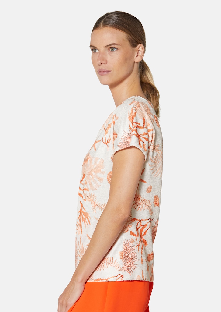 Printed short-sleeved jumper with waterfall collar 3