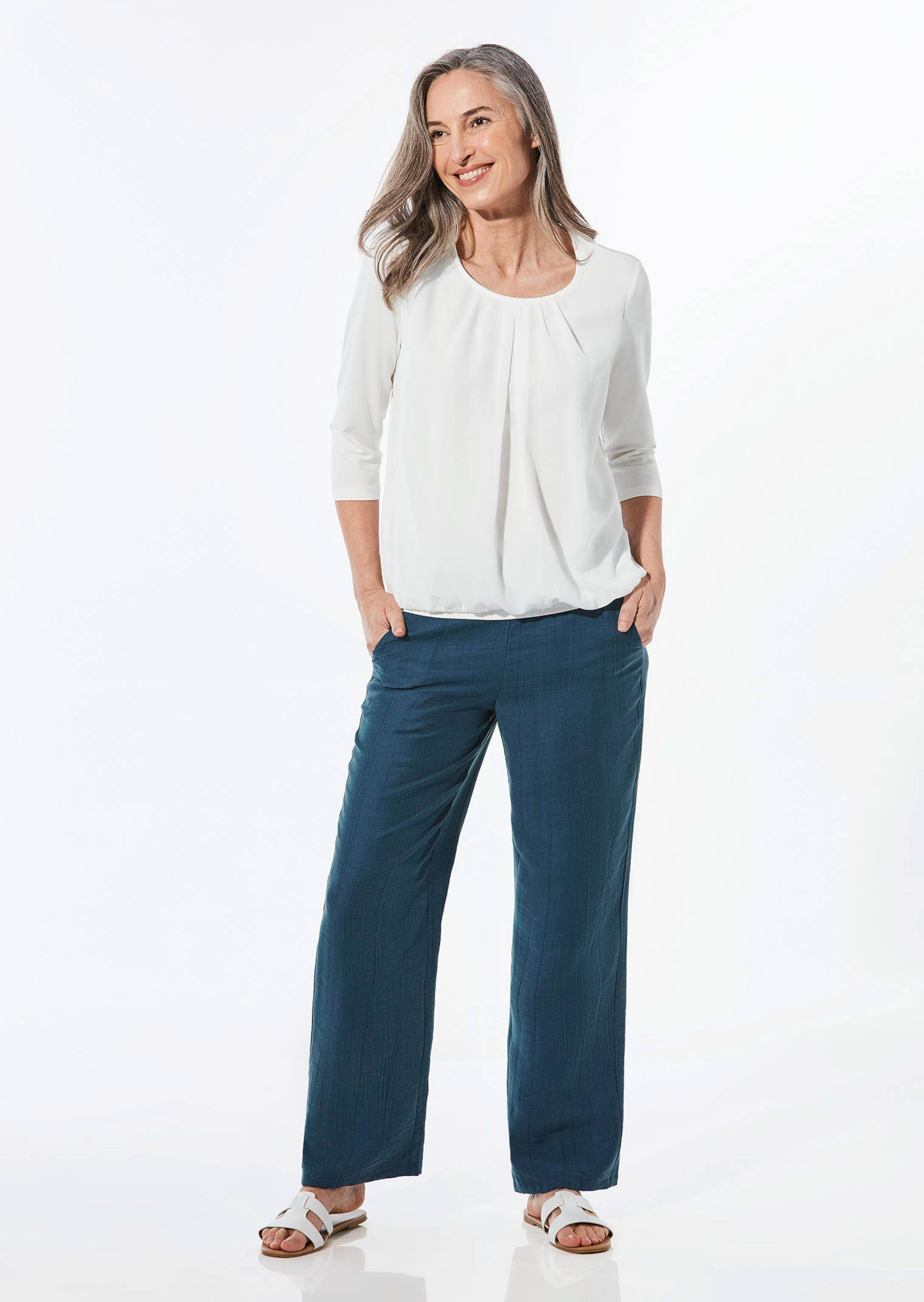 Pantalon MARTHA à taille partiellement élastique - marine - Gr. 205 de Goldner Fashion