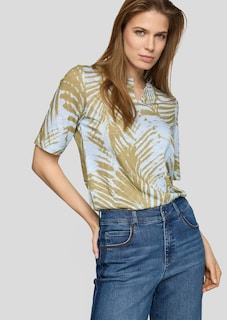 T-shirt flammée avec imprimé de feuilles thumbnail 1