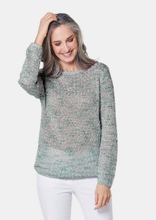 Effektvoller locker gestrickter Bändchengarnpullover thumbnail 1