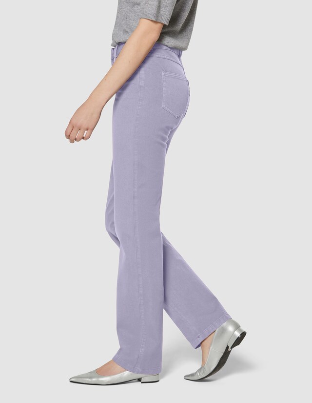 Push-up jeans with eyelet embroidery at the hem in hellamethyst