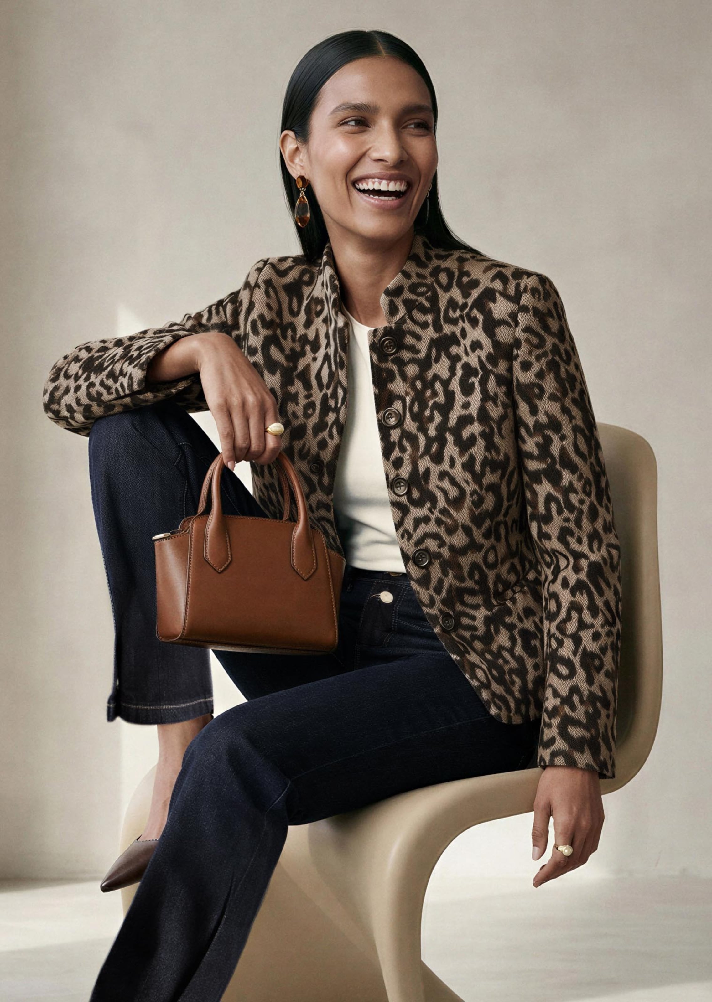 Jacquard-Blazer mit Leoparden-Muster