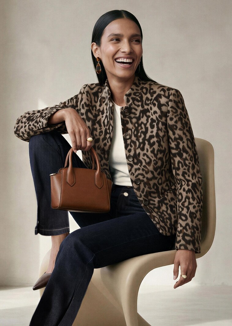 Jacquard-Blazer mit Leoparden-Muster