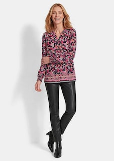 Viskosebluse mit Bordüre und Smokbündchen thumbnail 2