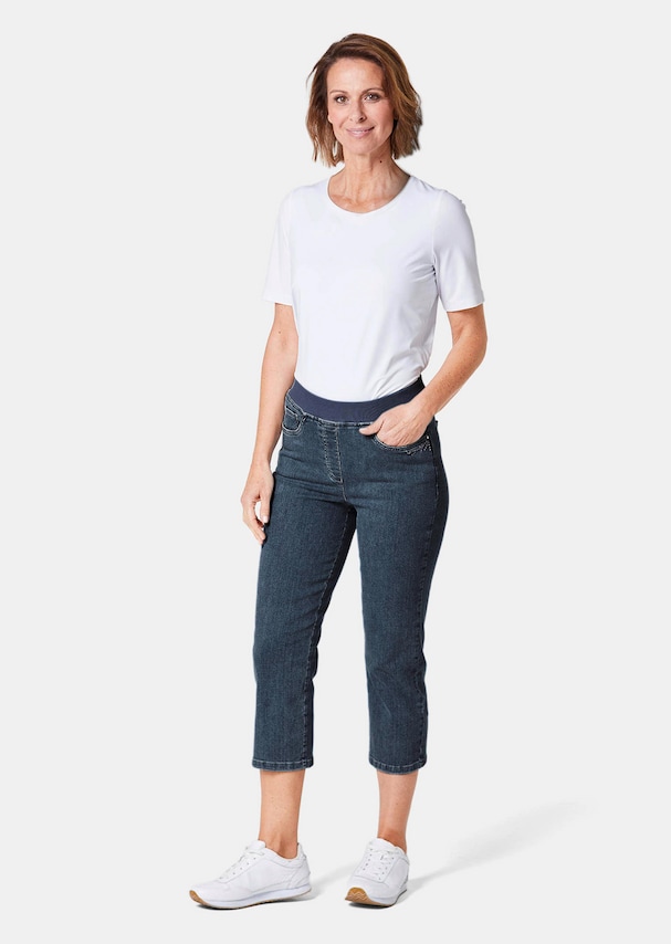 3/4-jeans Louisa met comfortabele, elastische jerseyband en borduursel 1