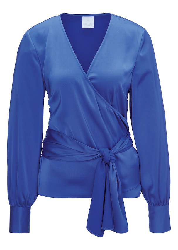 Wrap blouse in a sophisticated silk look