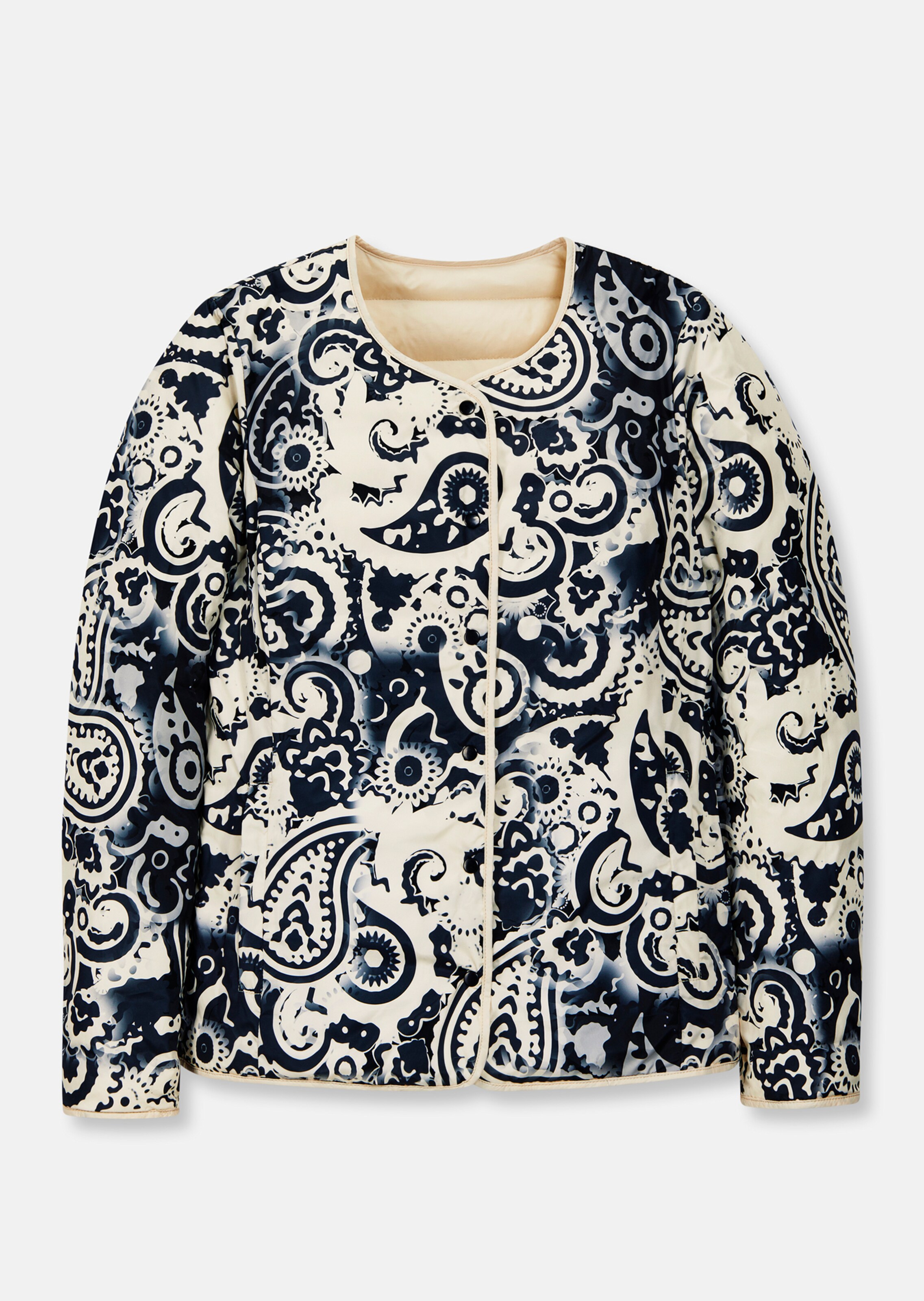 Reversible jacket with paisley print in champagne / black 