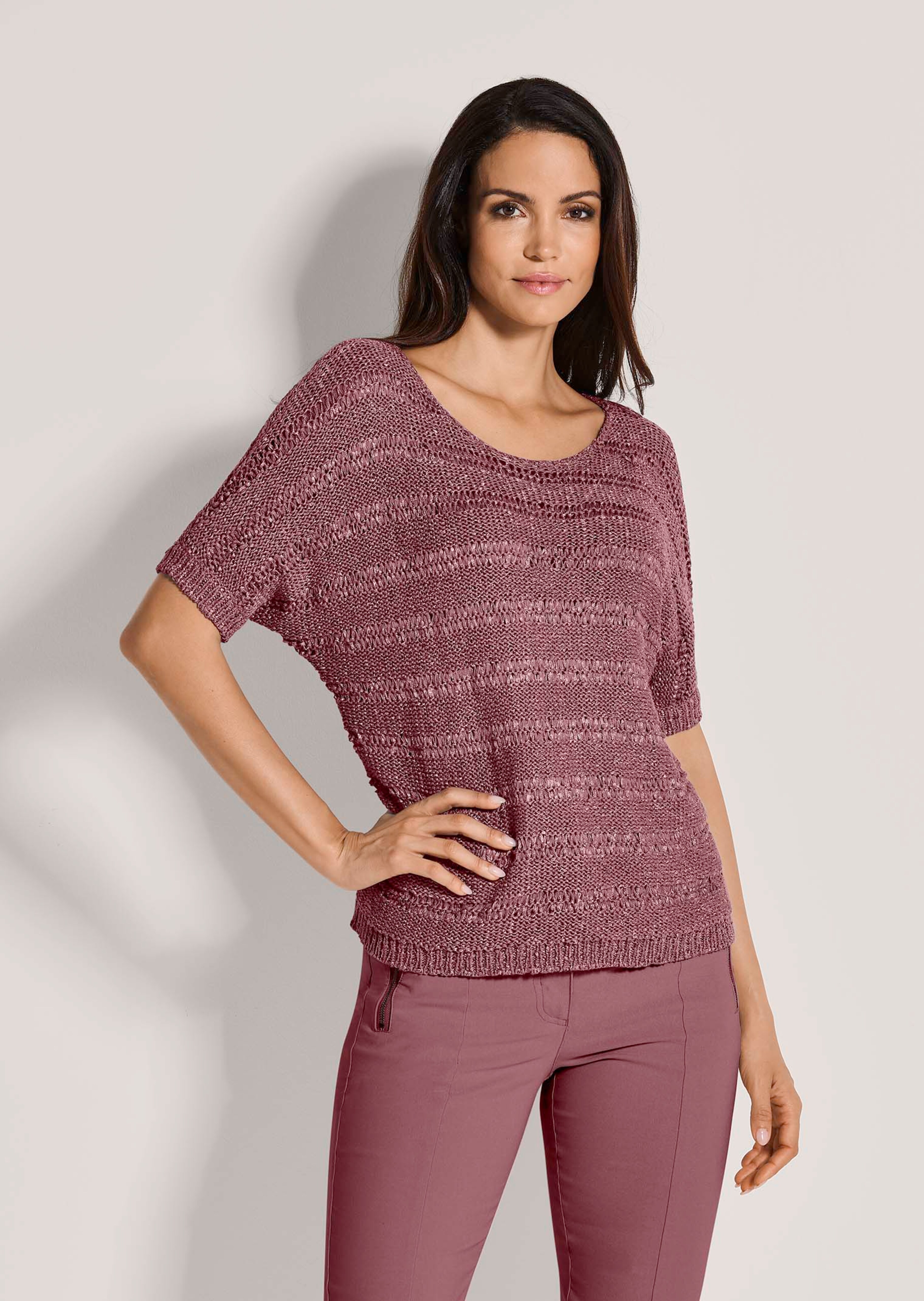 Bändchen-Pullover mit Glanz-Effekt