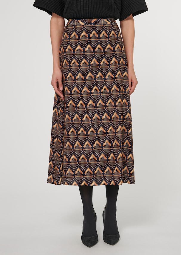 Lined midi skirt with unique print