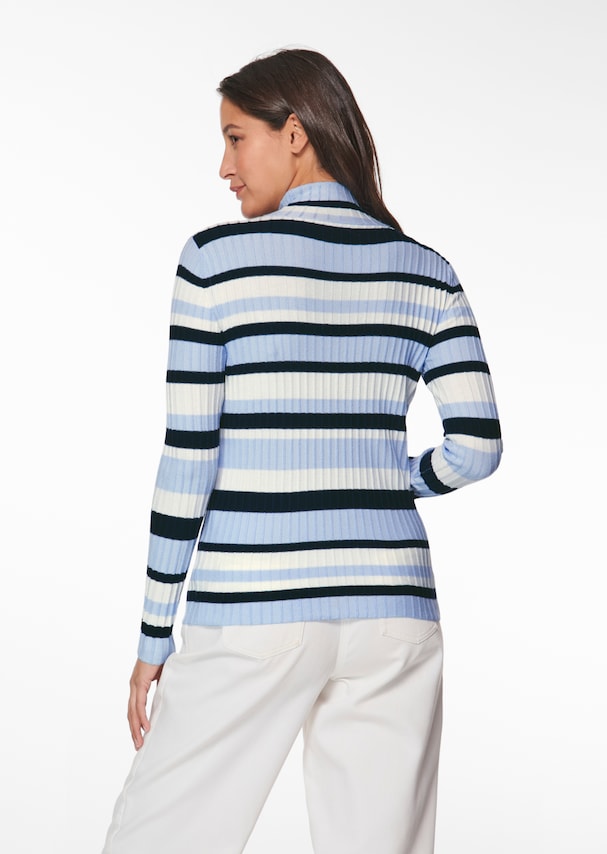 Striped turtleneck made from high-quality rib knit 2