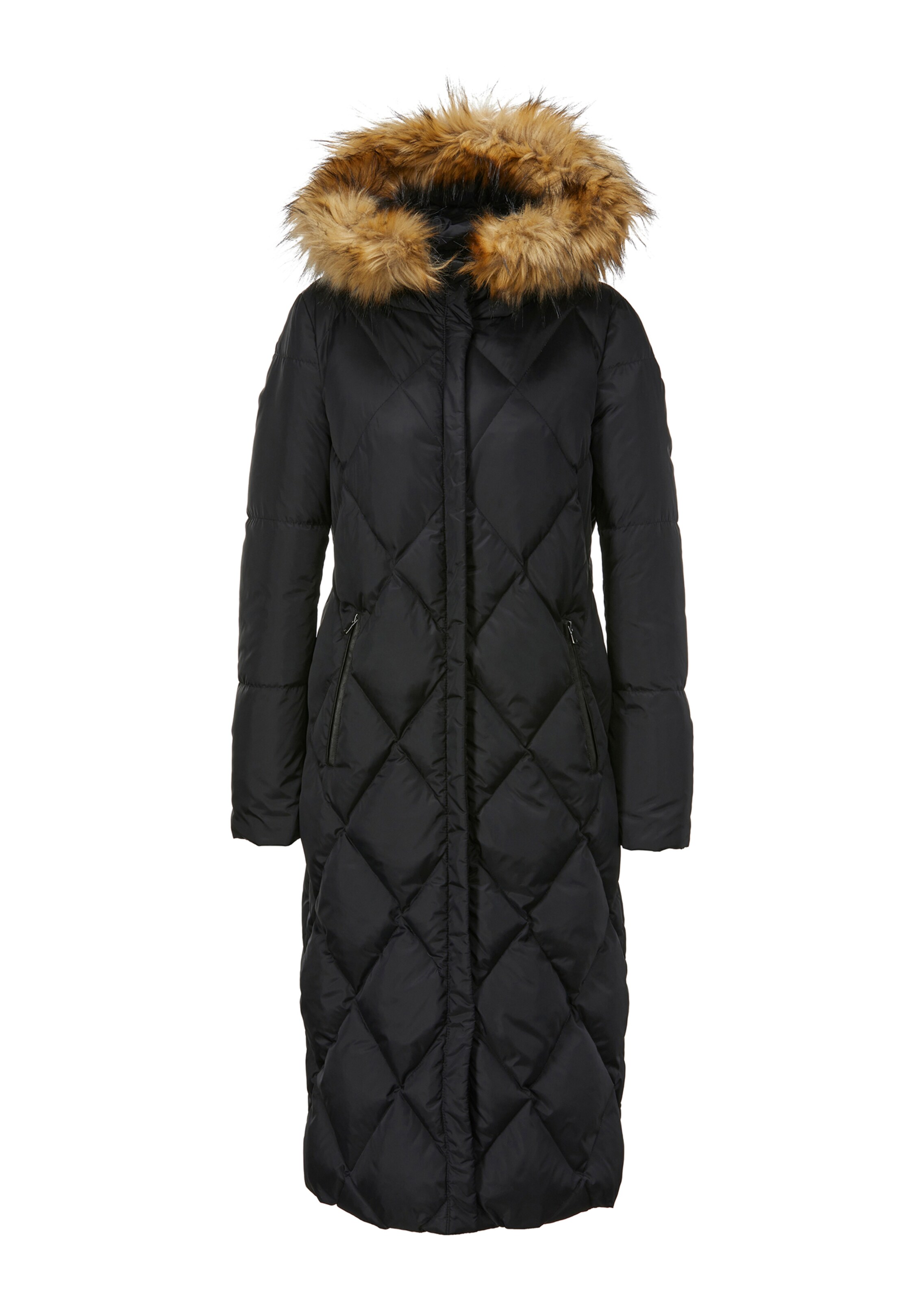 Langer Daunenmantel mit Kapuze