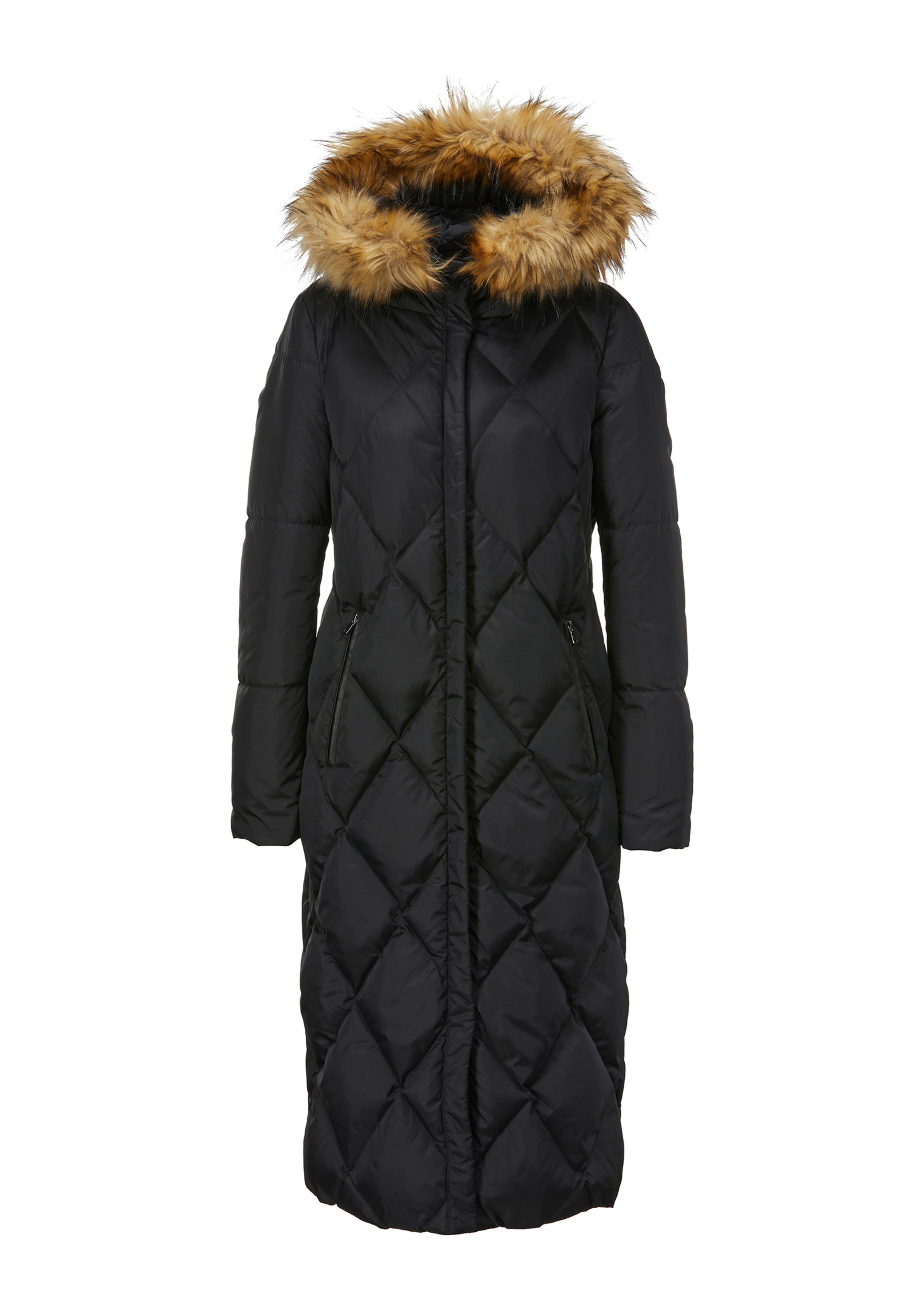 Langer Daunenmantel mit Kapuze