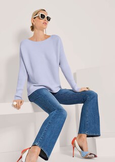 Quergerippter Strick-Pullover mit langen Ärmeln thumbnail 4
