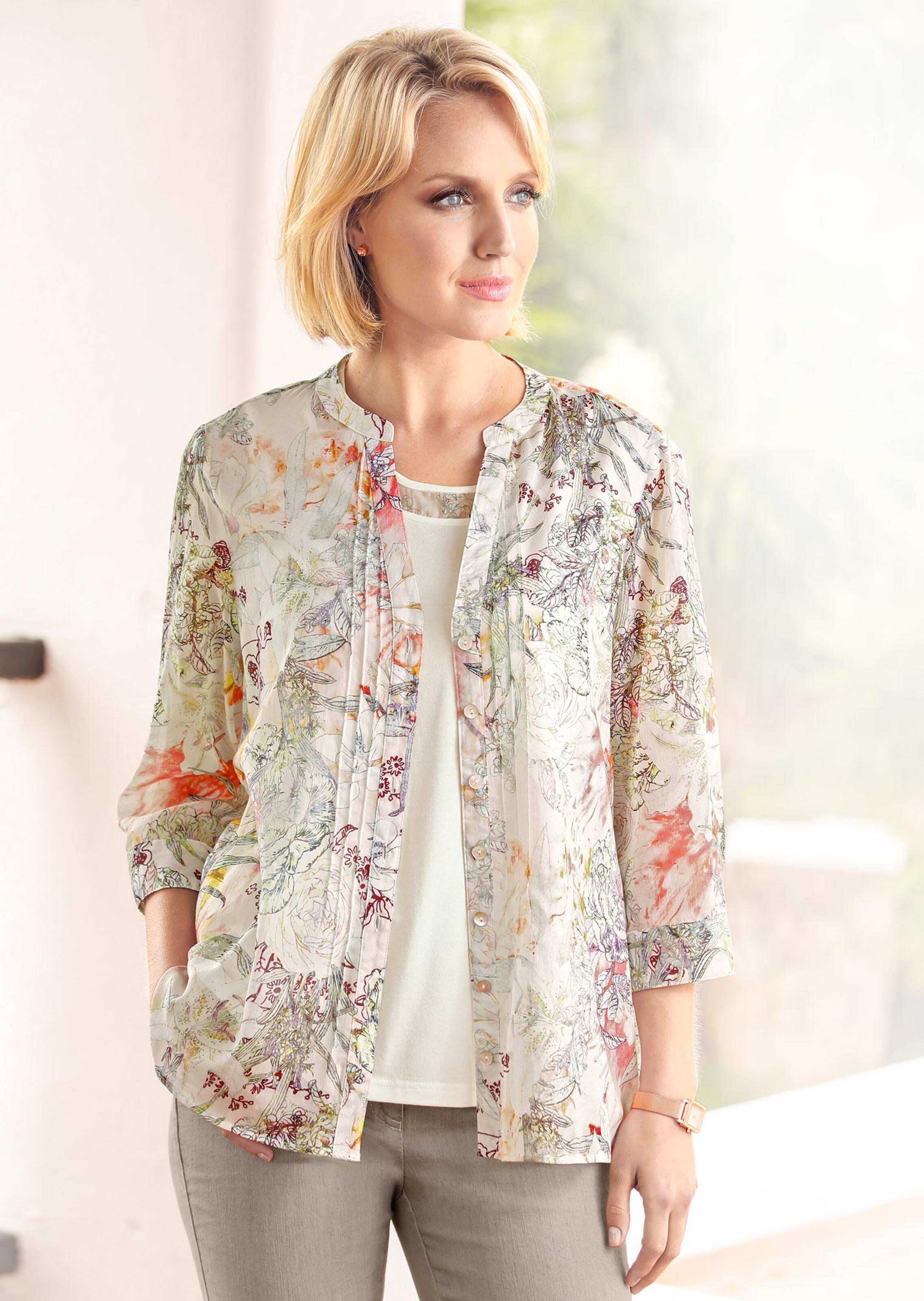 Lichte set van geweven blouse met jersey topje