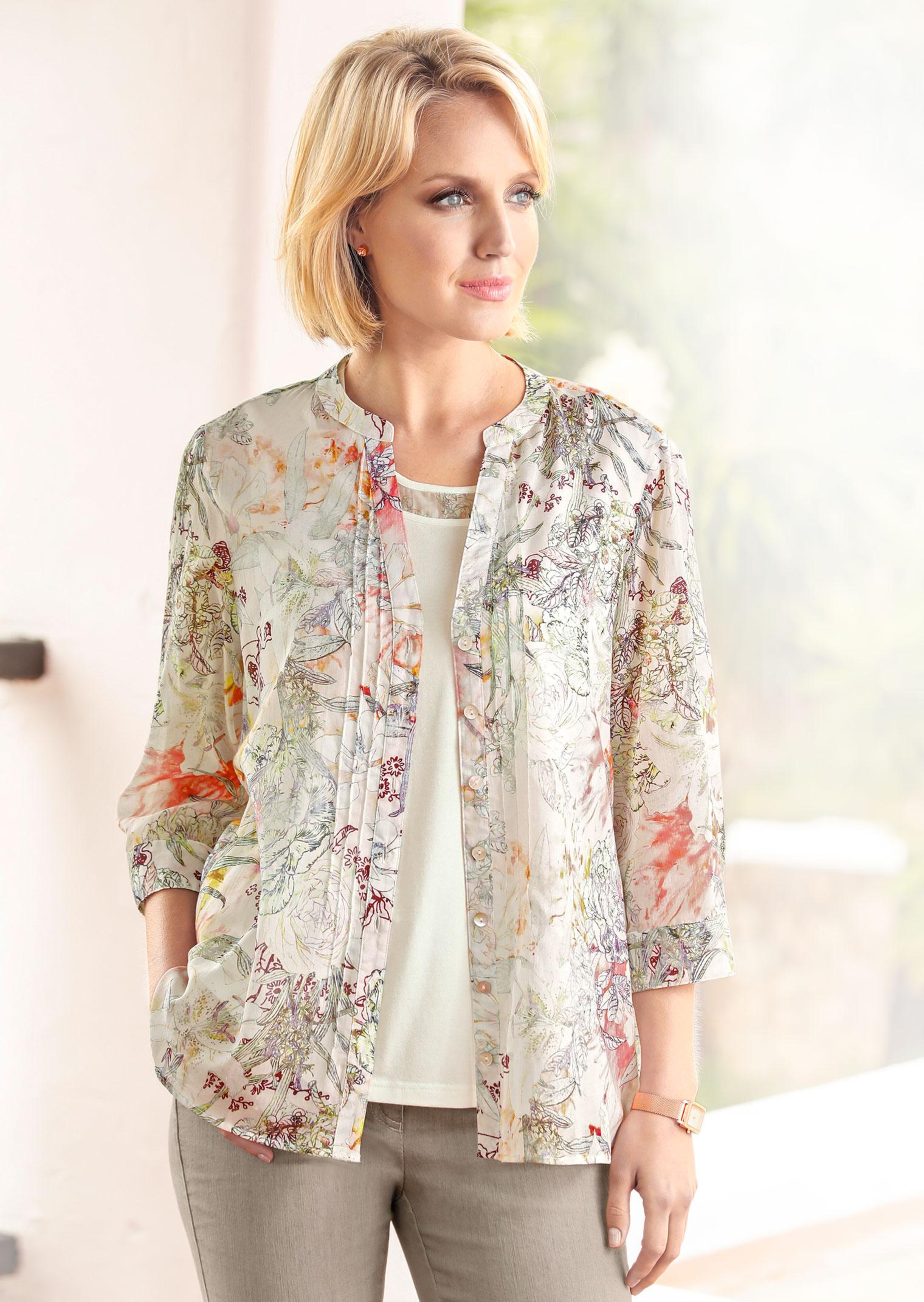 Lichte set van geweven blouse met jersey topje